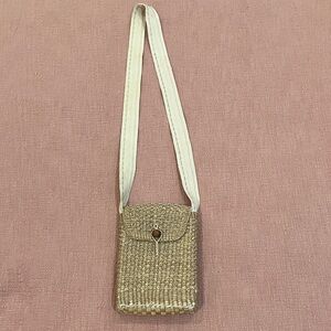 Natural straw Woven Crossbody with ecru canvas Strap